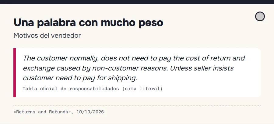 La palabra normalmente en la tabla oficial: cuándo un defecto del vendedor puede acabar costándote algo